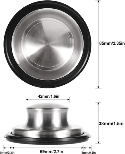 Miniatura 3 de RQYEKDO Tapón para fregadero de cocina, acero inoxidable de 3-1/2 pulgadas, cubierta universal para desagüe de brida de eliminación de basura, apto