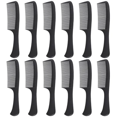 Miniatura 7 de Peine desenredante grande con mango profesional, fibra de carbono, corte, peluquería, peinado, diente redondo, peluquería, peluquería, peine