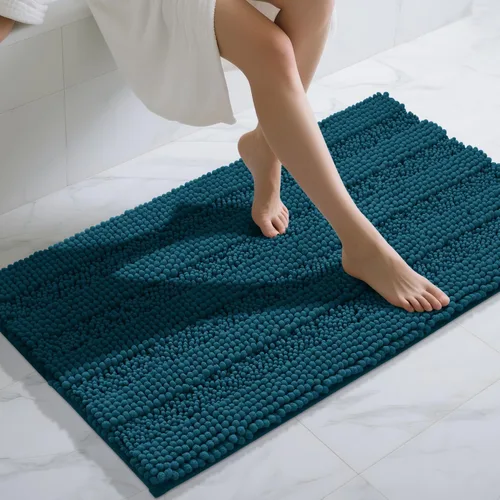 Miniatura 60 de Yimobra Alfombras lavables para baño, alfombra de baño de chenilla súper suave y absorbente para piso y alfombra, alfombra antideslizante de secado