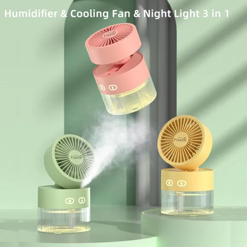 Miniatura 6 de Ventilador de refrigeración personal y humidificador de aire pequeño de 11.8 fl oz con luz nocturna LED, carga USB de escritorio 3 en 1 para oficina