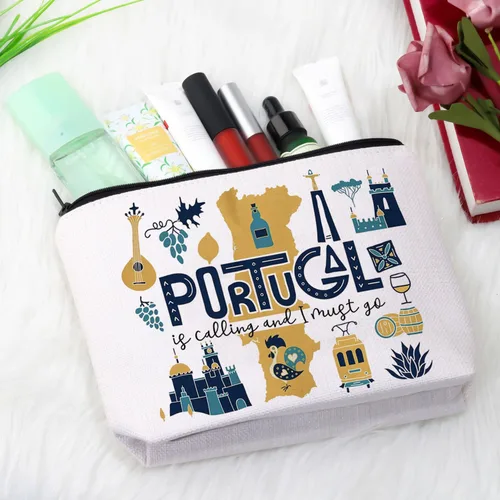 Miniatura 3 de Portugal Bachelorette Party Gift: Bolsa de maquillaje de viaje - Portugal está llamando, debo ir, Bolsa Must Go Portugal, Bolsa de cosméticos