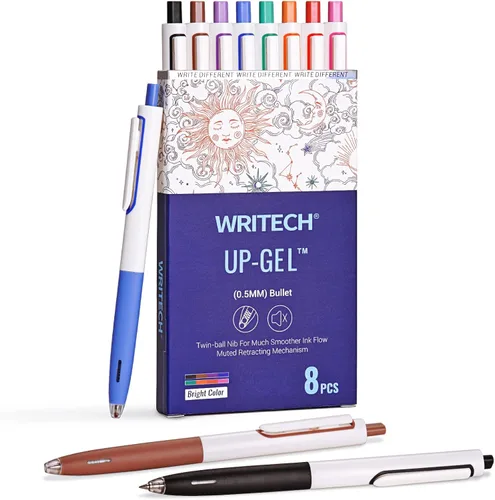 Miniatura 9 de WRITECH Bolígrafos de gel de punta fina: 0.020 in, sin manchas ni manchas, bolígrafo de tinta negra, haga clic para diario, bocetos, dibujo, toma
