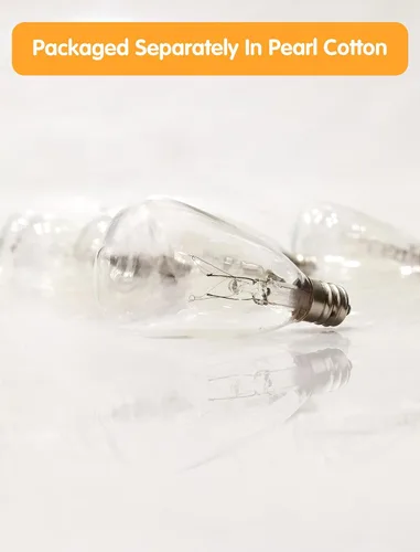 Miniatura 7 de Paquete de 10 bombillas ST35 de repuesto Edison transparentes, 5 W, base de tornillo C7/E12 de 5 vatios para luces de cadena de patio