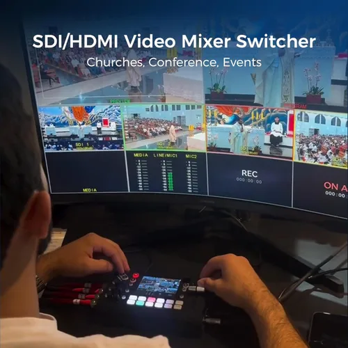Miniatura 4 de RGBlink Conmutador de video mini-ISO para transmisión en vivo, mezclador de video todo en uno HDMI y SDI de 10 canales con NDI HX, control PTZ
