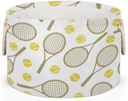 Miniatura 8 de Cesta de almacenamiento redonda grande de béisbol, canasta de almacenamiento circular plegable para béisbol, con asa para niños, manta de juguetes