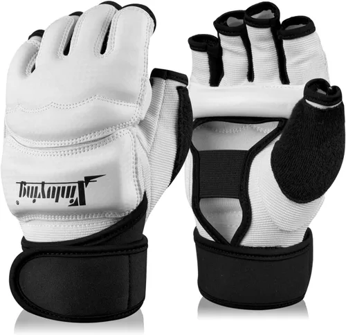Xinluying Saco de boxeo artes marciales mixtas Sparring Grappling Muay Thai Taekwondo entrenamiento guantes de piel sintética – Muñequeras Blanco