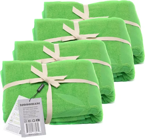 Miniatura 13 de Mosobam Toalla de playa suave de 35 x 70 pulgadas, color verde clásico, cabaña de lujo, toallas de hotel de 450 GSM, secado rápido, extra grande