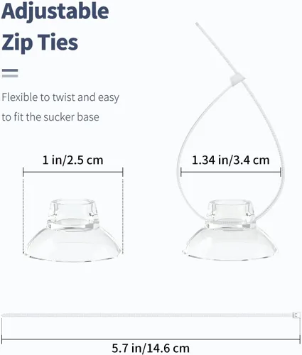 Miniatura 5 de Pawfly Paquete de 10 ventosas con 20 bridas ajustables para acuario, pecera, unión, musgo, camarones, esquivar nido