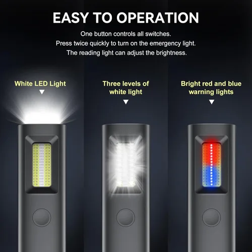 Miniatura 4 de Linterna plana EDC recargable de mano profesional con haz verde, combo de LED UV y blanco, 800 lúmenes, luces de bolsillo portátiles con imán/bolsa