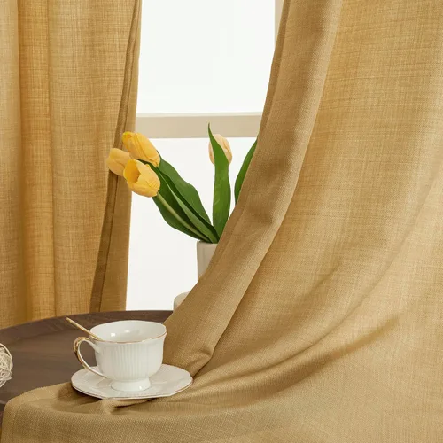 Miniatura 2 de LAMIT Cortinas de lino de 90 pulgadas para dormitorio, cortinas transparentes con textura de lino grueso con ojales, cortinas de arpillera para Ojal