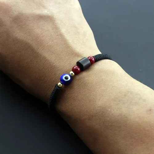 Miniatura 3 de 2 pulseras de mal de ojo hechas a mano ajustables de cuerda roja de la cábala, protección de la suerte, pulseras a juego para parejas, amantes