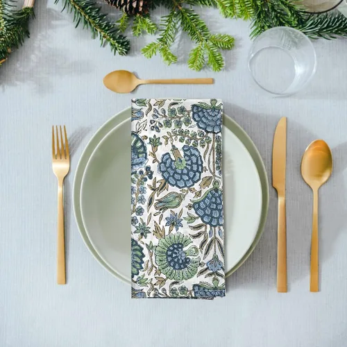 Miniatura 3 de Ridhi - Servilletas de 100 % algodón con estampado de espárragos verdes de 18 x 18 pulgadas (juego de 4) servilletas de cocina reutilizables