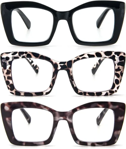 Miniatura 11 de DXYXYO Lentes de lectura cuadrados de gran tamaño para mujer, bloqueo de luz azul, estilo Oprah, marco grueso, lectores con bisagra de resorte