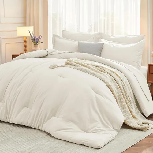 Miniatura 32 de MUXHOMO Juego de edredón de 5 piezas Twin XL, cama suave en una bolsa tamaño Twin XL, juego de ropa de cama para todas las estaciones con edredón
