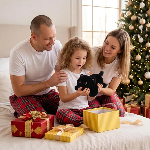 Miniatura 4 de Peluche de gato negro con peso, lindos animales de peluche con peso para niños, realista y suave, abrazable, regalo para niñas y niños