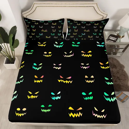 Miniatura 8 de Erosebridal Sábanas de calabaza de Halloween para niños, diseño de calabazas arcoíris, tamaño individual, para niños y niñas, juego de ropa de cama