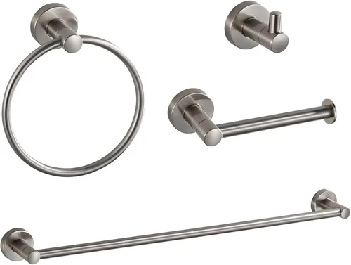 Miniatura 10 de BGL Juego de accesorios de baño de níquel cepillado, 4 piezas, toallero de baño de 24 pulgadas, juego de accesorios de baño ajustables