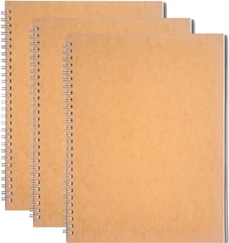 DSTELIN Cuaderno de espiral en blanco de 10 pulgadas x 7.5 pulgadas, 3.53 oz/m², paquete de 3, tapa suave, cuaderno de bocetos, 100 páginas/50