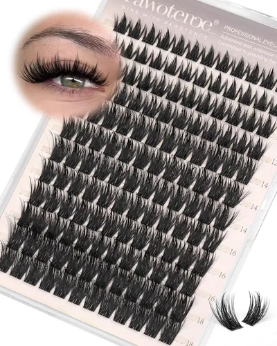 Miniatura 20 de Pawotence Kira - Extensiones de pestañas en racimo Wispy de 0.394-0.709 in, extensiones de pestañas individuales suaves y cómodas con banda fina