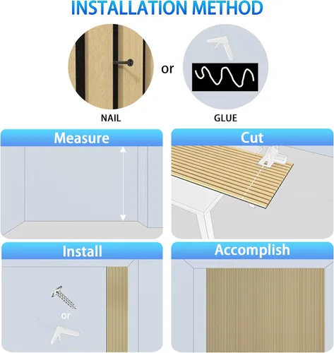 Miniatura 5 de Paneles de pared acústicos 3D con listones y acabado en madera, paquete de 2 paneles de absorción de sonido para estudio, oficina, sala de estar