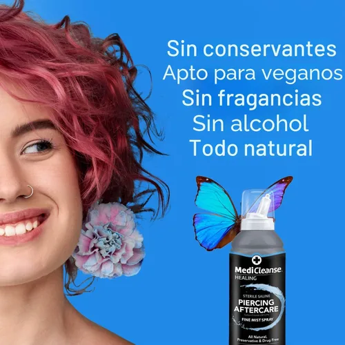 Miniatura 5 de MediCleanse Aerosol salino estéril para el cuidado posterior de perforaciones en pulverización de niebla fina, 7.5 onzas, todo natural, sin alcohol