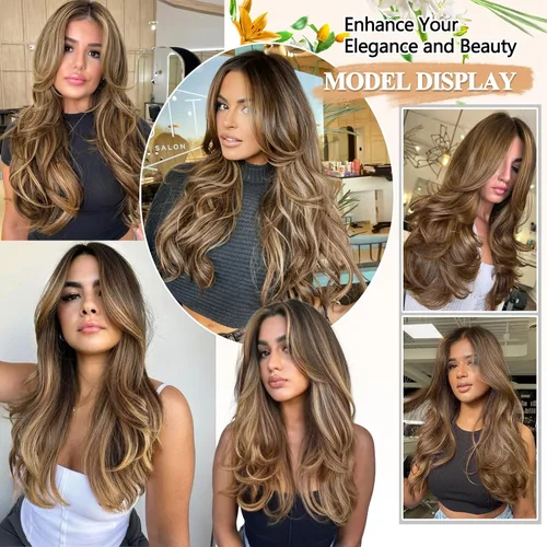 Miniatura 5 de FREEMEIGE 4 piezas de extensiones de cabello con clip, extensiones de cabello largas y gruesas con capas rectas de 20 pulgadas, extensiones
