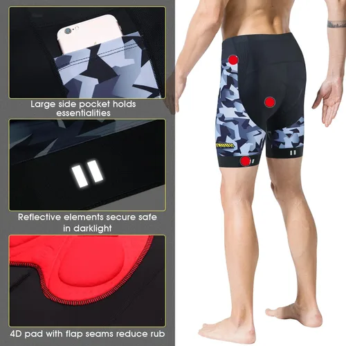 Miniatura 14 de Souke Sports Pantalones cortos de ciclismo acolchados para hombre, cómodos pantalones de ciclismo de carretera
