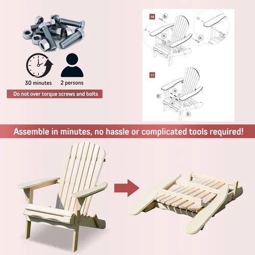 Miniatura 3 de northbeam Silla Adirondack plegable – Kit de silla Adirondack de exterior compuesto resistente a la intemperie para patio, césped y patio trasero