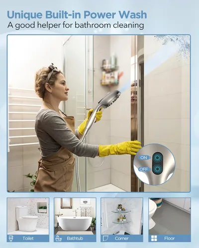 Miniatura 6 de Cabezal de ducha filtrado MakeFit con combo de mano de níquel cepillado - Sistema de spa dual 2-en-1 con cabezal de ducha de masaje y cabezal