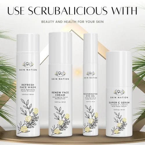 Miniatura 6 de Skin Nation Scrubalicious Exfoliator, Gentle Face Scrub with Glycolic Acid, Jojoba Beads, Aloe Vera, Smooths Rough Skin, Hydrating Cleanser for Oily