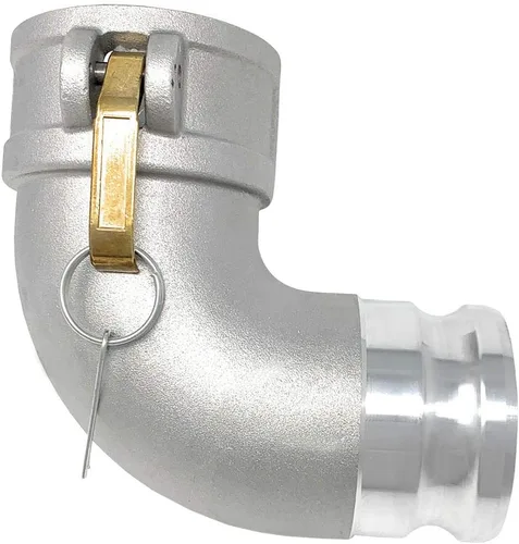 Gloxco Tipo de aluminio DA leva y ranura de manguera de montaje, codo de 90 grados, 3 "Camlock hembra x 3" Camlock macho (CAM-30-DA90-AL)