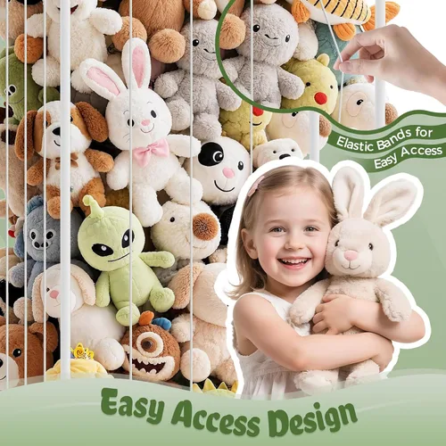 Miniatura 4 de Almacenamiento de animales de peluche de metal, organizador de juguetes de peluche duradero estilo zoológico, soporte extra grande para animales