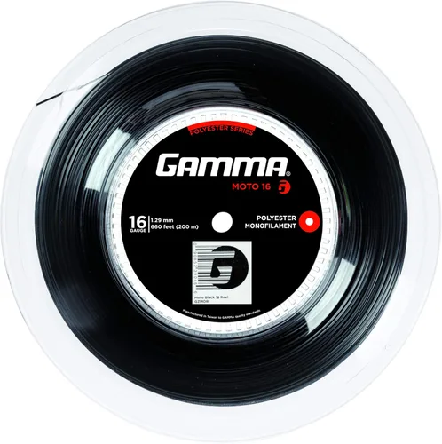 GAMMA Cuerda de raqueta de tenis para moto, poliéster, forma heptagonal que ofrece el máximo mordedura de bola, giro, potencia y control, juegos de