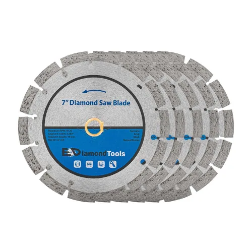 Miniatura 9 de Hoja de sierra de diamante segmentada de 4 "para hormigón, ladrillo, bloque y mampostería, altura de segmento de 0.394 in, eje de 7/8"-5/8