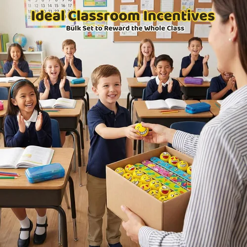 Miniatura 5 de LovesTown Mini bolas antiestrés, 36 bolas de 2 pulgadas con cara sonriente para apretar, color amarillo, divertidas, de espuma, juguetes