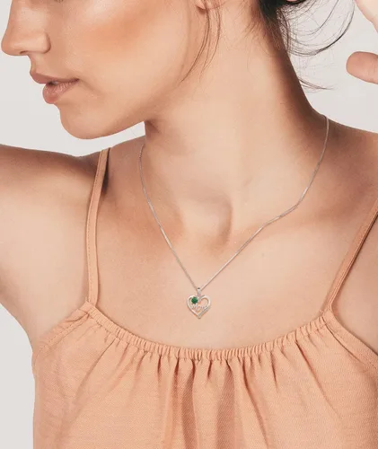Miniatura 3 de YL Collar de corazón de plata de ley 925 para mujer, colgante de amor a mamá, joyería de piedra natal para madre