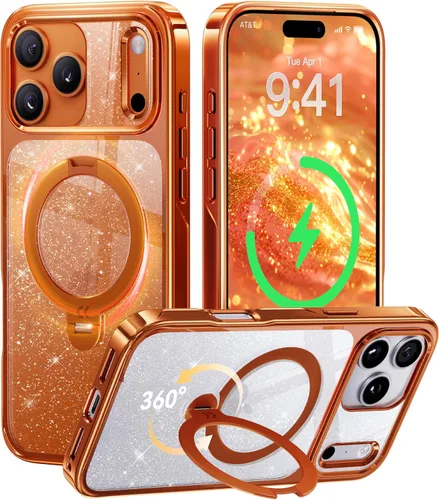 Miniatura 12 de CASEKOO Funda plateada brillante para iPhone 17 Pro con soporte magnético giratorio de 360 grados [compatible con MagSafe]