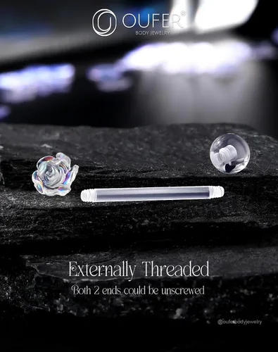 Miniatura 6 de OUFER 3 piezas de joyería de hélice de plástico, retenedor de piercing de labios transparente para cirugía, lindos anillos de labios