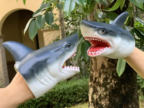 Miniatura 8 de Gemini&Genius Marioneta de mano de tiburón para niños, piscina, playa, juguetes de baño de goma suave, realista, gran tiburón blanco, juego de rol