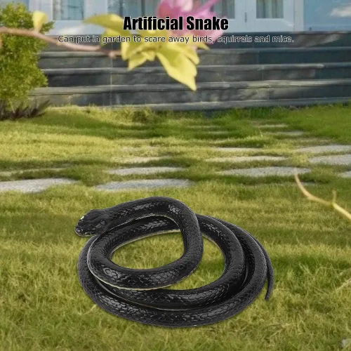 Miniatura 4 de Kikumi Soft Rubber Artificial Snake Toy, 1.25m Fake Snake Joke Toys Halloween Party Supplies (Black)