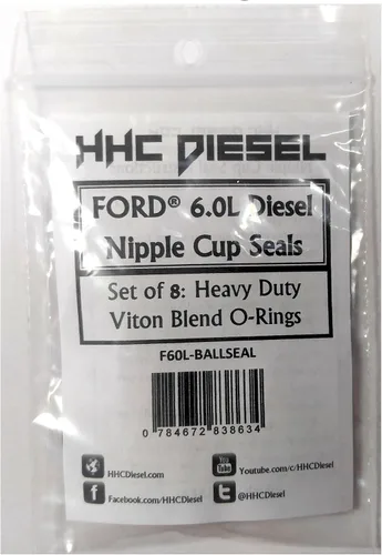 Miniatura 2 de HHC Diesel -Ford 6.0L Diesel Nipple Cup/Ball Tube O-Rings/Seals- Juego de 8 Mezcla especial de Viton resistente (F60L-BALLSEAL)