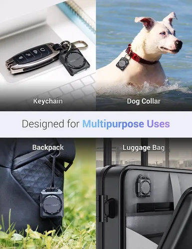 Miniatura 4 de PROfezzion Secure Air Tag Holder Case with Key Ring, 3M Adhesive Mount and Loop Strap for Keychain, Dog Collar, Backpack, Luggage Bag, Bike, Car &