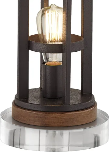 Miniatura 16 de Franklin Iron Works Lucas - Juego de 2 lámparas de mesa occidentales de 26 pulgadas de alto con puerto de carga USB y luz nocturna, pantalla LED