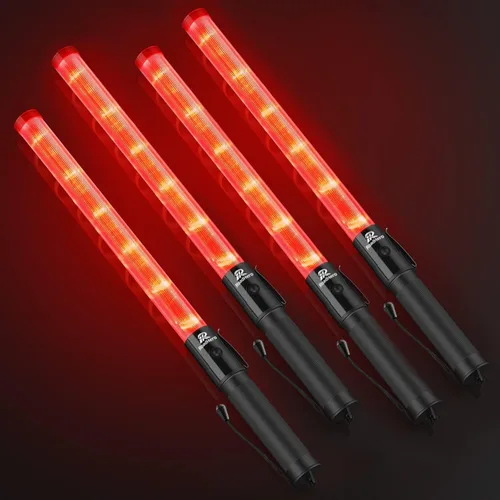 RoadHero Paquete de 4 varitas de tráfico, varitas LED de control de tráfico de 21 pulgadas con 2 modos de parpadeo, bastón de luz de seguridad con