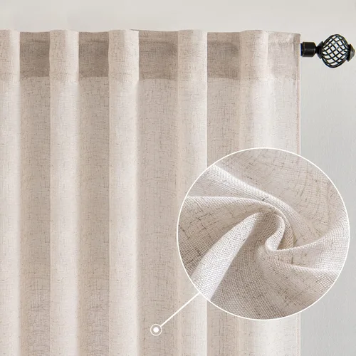 Miniatura 10 de MIULEE Cortinas de lino blanco de 108 pulgadas de largo para dormitorio, sala de estar, cortinas de ventana con textura de lino suave y grueso, Lino