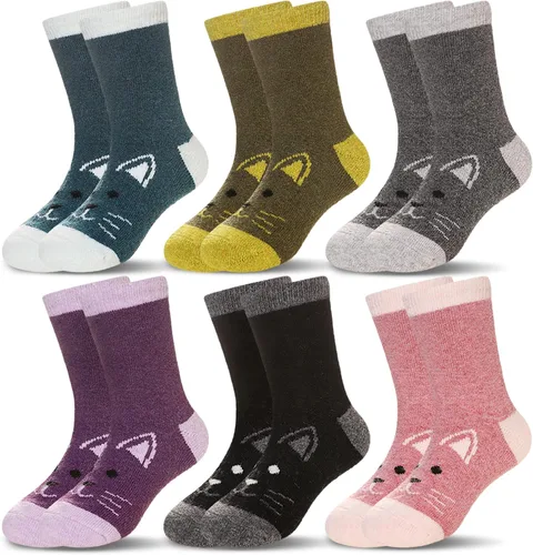 Miniatura 19 de Eocom 6 pares de calcetines de invierno cálidos de lana para niños y niñas