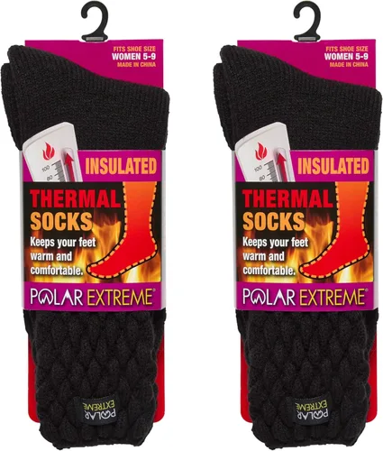 Polar Extreme Calcetines térmicos de senderismo – acolchados, aislados, cálidos para botas, mujeres y hombres, talla única para la mayoría de 4-10,