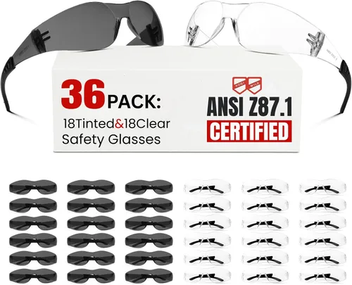 Miniatura 12 de Gafas de seguridad transparentes, paquete de 12, gafas de seguridad para hombres y mujeres (certificado ANSI Z87.1), gafas de seguridad Z87 a prueba