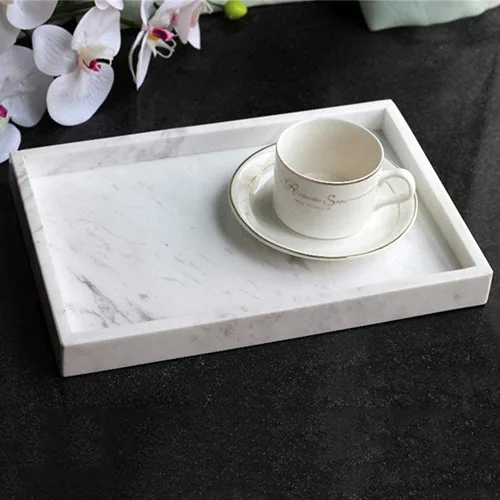 Miniatura 4 de Bandeja de almacenamiento de mármol natural, bandeja de joyas para cosméticos, organizador de cocina, bandeja de mesa auxiliar