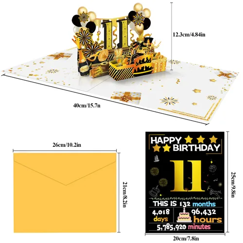 Miniatura 3 de Joycard Tarjeta de cumpleaños número 11 para niña y niño, regalo emergente 3D de feliz cumpleaños para hija e hijo, divertidas decoraciones